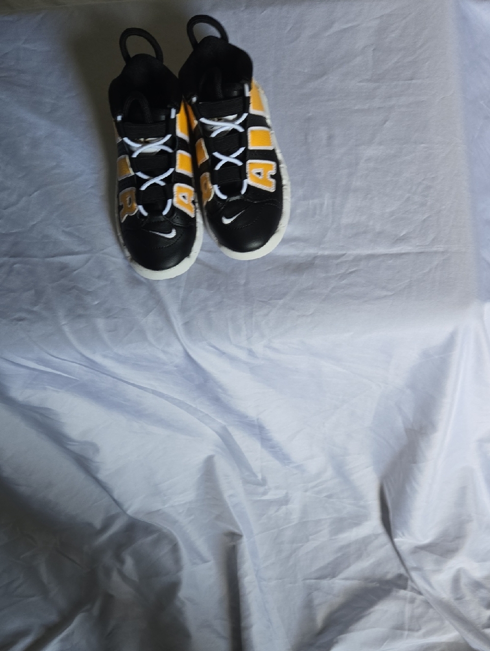 Nike More Up Tempo Kids Black and Yellow Sneakers